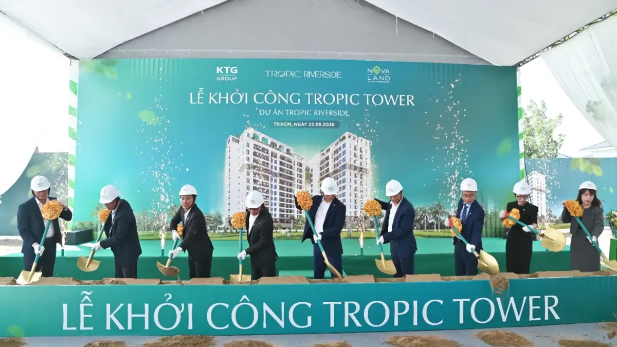 Lễ khởi công dự án Tropic Tower ngày 22/08/2026 Các đại biểu thực hiện nghi thức khởi công dự án Tropic Tower thuộc khu đô thị Tropic Riverside